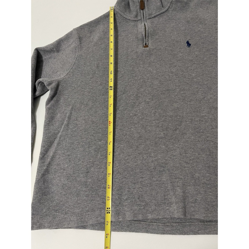 Polo Ralph Lauren‎ Sweater Mens Large Gray Cotton Knit Preppy 1/4 Zip Blue Pony - Picture 5 of 7